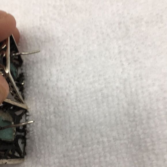 Sterling Silver 925 Mexico Chunky Faux Turquoise Dyed Howlite Pendant & Earrings - Picture 16 of 16